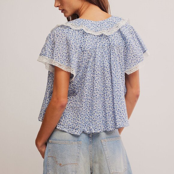 FREE PEOPLE Truly Yours Printed Blouse / Daisy Ivory Combo - Picture 3 of 6